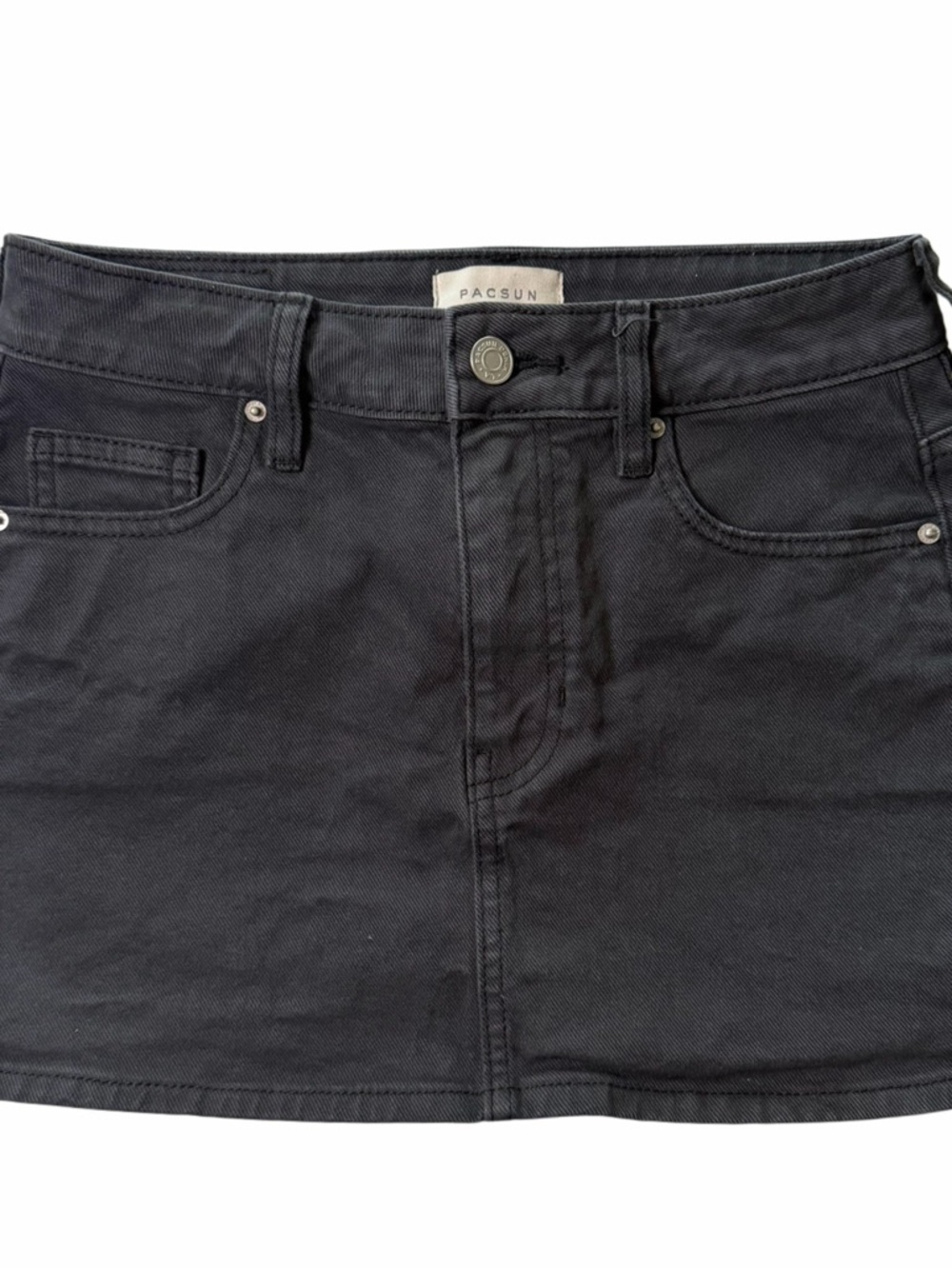 PacSun Black Mini Skirt Size 23 Low Rise Denim Stretch Y2K Basic
